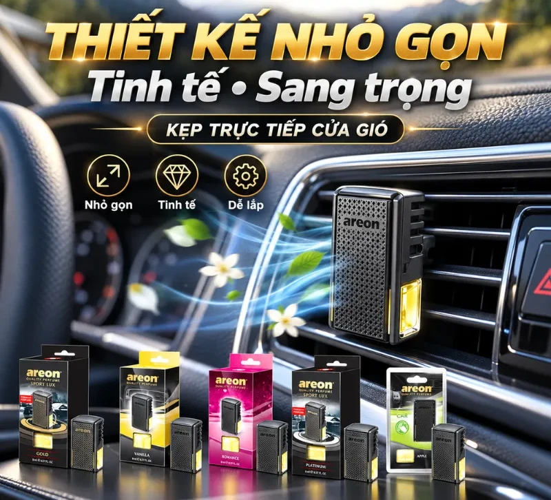Nước hoa kẹp cửa gió ô tô Areon thiết kế nhỏ gọn
