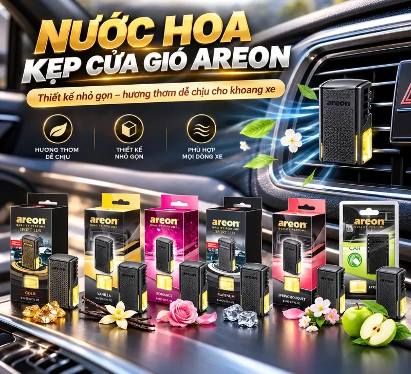 Nước hoa kẹp cửa gió ô tô Areon nhiều mùi hương