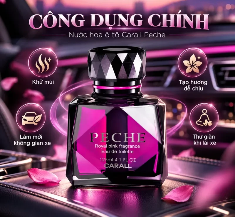 Công dụng nước hoa ô tô Carall Peche