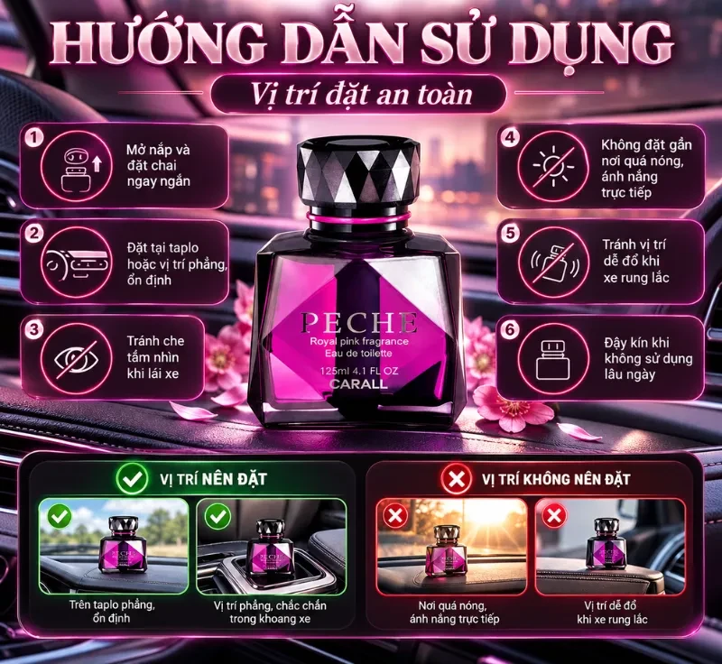Hướng dẫn sử dụng nước hoa ô tô Carall Peche