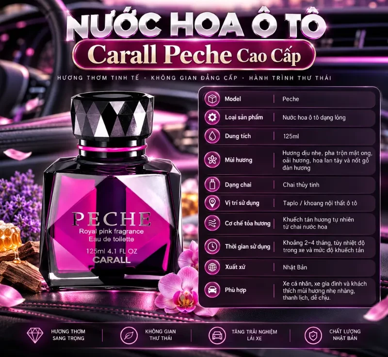 Thông số nước hoa ô tô Carall Peche